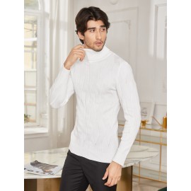 Men's Slim Fit Turtleneck Pullover - Casual Long Sleeve Knit Sweater, Machine Washable