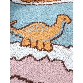 1pc Men'S Casual Round Neck Pullover Sweater, Polyester Knit with Animal Pattern, Loose Fit Long Sleeve for Autumn/Winter