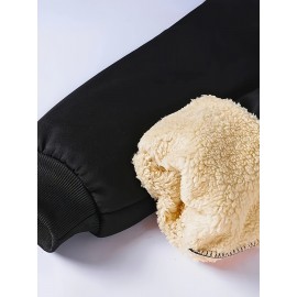 1pc Men'S Casual Mid Waist Sweatpants,  Fall/Winter Thick Fleece Lined, Solid Color Polyester Knit Fabric, Non-Stretch, Regular Fit Drawstring Waist, Weekend Comfort Warmth, No Belt - Polyester Fiber Filled