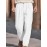 1pc Men'S Casual Wide Leg Pants - Cotton Blend, Solid Color, All-Season, Regular Fit, Slight Stretch, Woven Fabric, Mid Waist with Drawstring and Pleated Front - Versatile for Beach and Daily Wear