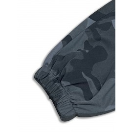 Men's Camo Cargo Pants with Flap Pockets & Drawstring Waist - Casual Outdoor Workwear, Polyester