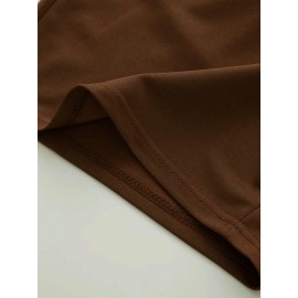 1pc Crane Emblem Casual Shorts, Polyester Knit Fabric with Slight Stretch, Regular Fit with Pockets, Alphabet Pattern - Comfortable Summer Wear