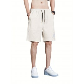Men's Solid Color Sports Shorts With Drawstring & Pockets, Lightweight Comfy Shorts For Summer Sport And Casual Wear