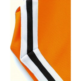 Men's Stripes Decor Sports Shorts With Drawstrings, Elastic Waist Quick-drying Shorts For Summer Daily Outdoor Basketball Sport