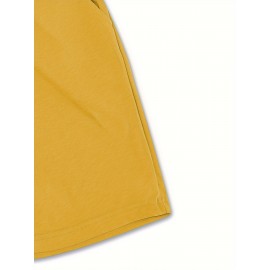 Men'S Casual Halloween-Themed Drawstring Shorts, Cotton Knit Fabric, Solid Color, Regular Fit, Elastic Waistband - Summer Leisure Pants