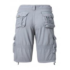 1pc Men'S Cotton Cargo Shorts, Multi-Pocket Utility Workwear, Solid Color, Street Style, Regular Fit, Woven Fabric, Non-Stretch - Outdoor Casual Short Pants